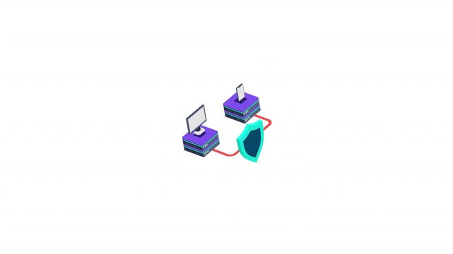 Protection Network Security isometric icon alpha video