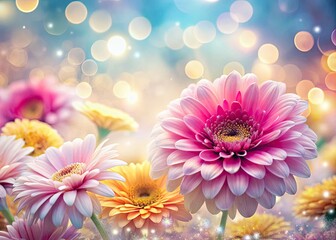 Obraz premium Soft-focus floral bokeh: long exposure night photography captures dreamy flower images with blurred backgrounds.