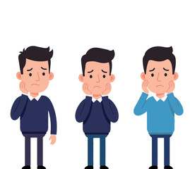 Character progression from sad to hopeful in flat design vector illustration