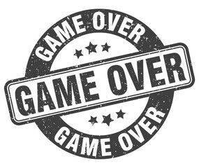 game over stamp. game over label. round grunge sign
