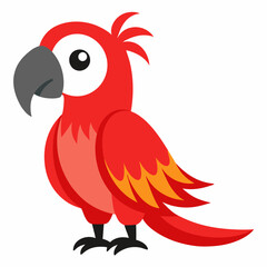 Fototapeta premium Cartoon red macaw parrot isolated on white background. Cute talking domestic bird. Vector illustration on white background