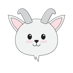 Obraz premium Cute cartoon goat face perfect for children's books, logos, farm themed designs, or any fun and playful projects requiring a goat character