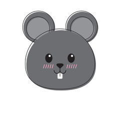 Cute cartoon mouse face for kids products, stationery, children's books, and educational materials. Adorable design with playful expression