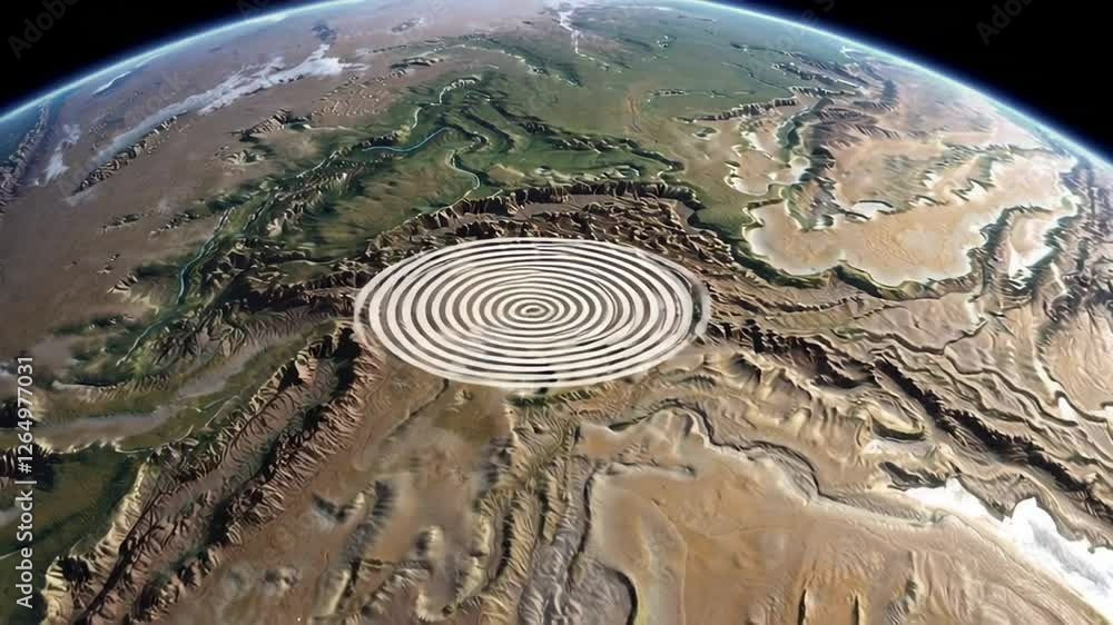 Aufkleber concentric seismic waves are spreading from the epicenter of an earthquake in slow motion across a m