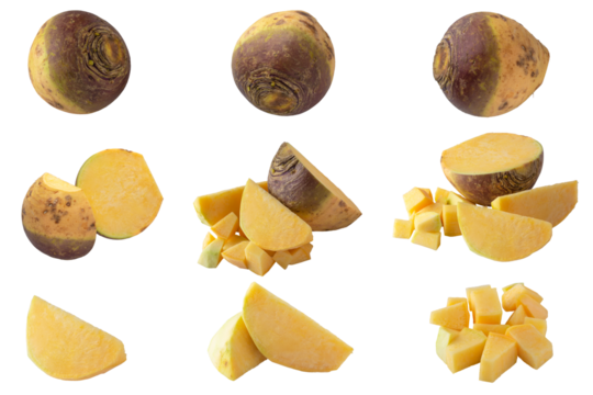 Fresh Turnip Swede isolated over transparent background.
