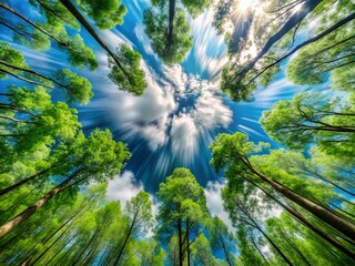 Fototapeta premium Lush Foliage Time Lapse: Sunny Summer Cloudscape, Fast Motion Green Nature