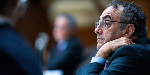 Fototapeta premium Portrait of a Man in a Suit, Pensive Expression