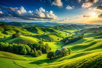 Fototapeta premium Lush Green Landscape: Perfect for Trifold Brochure Design