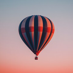 Naklejka premium Hot Air Balloon Ascending in a Soft Sunset Sky Creating a Dreamy and Peaceful Atmosphere