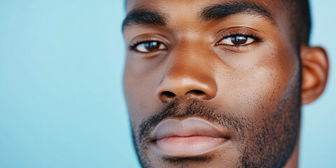 Obraz premium Close-up Portrait: Black Man's Face and Facial Features