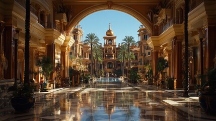 Fototapeta premium Luxurious Palace Courtyard Pool Oasis