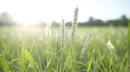Summer meadow grasses backlit sunrise