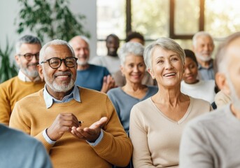 Happy seniors engaging in a community event