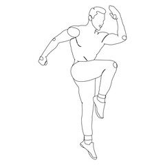 Dessin en ligne continue d'un homme pratiquant un la gym, line art, vecteur
