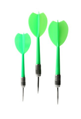 Green dart arrows in air isolated on white