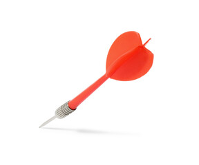 One red dart arrow in air isolated on white
