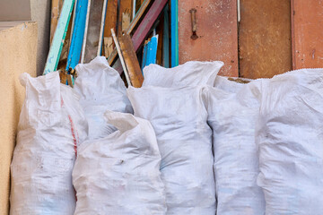 Filled polypropylene bags for garbage collection