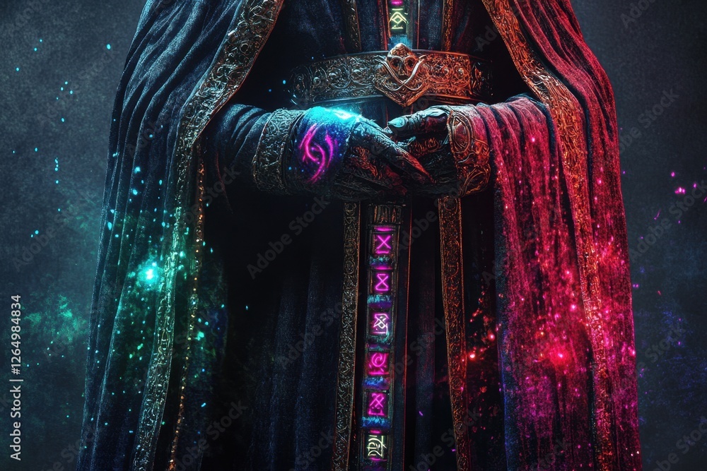 Aufkleber a man in a robe is standing in front of a colorful background