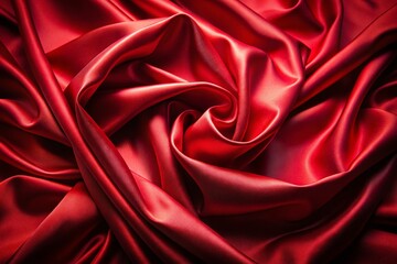 Fototapeta premium Luxurious Red Satin Silk Fabric Background - Draped Cloth Texture