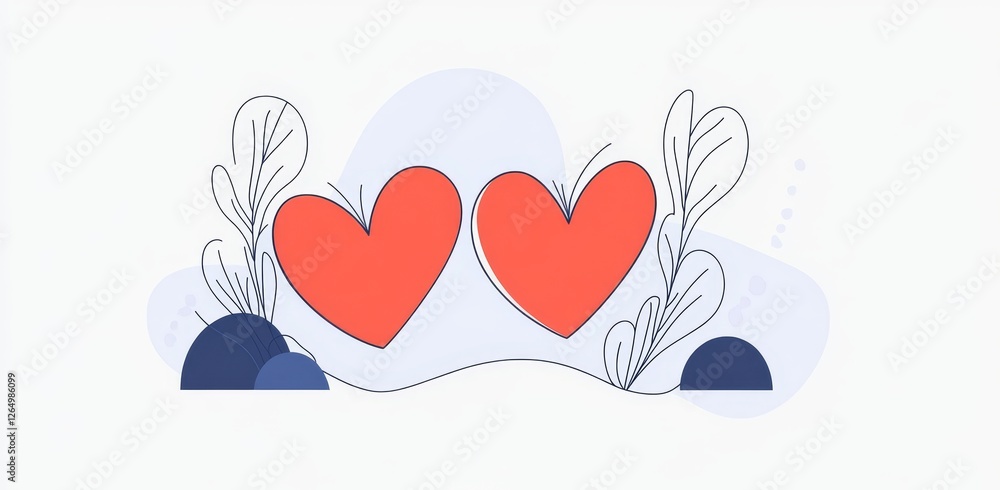 Poster a single, uninterrupted drawing featuring a heart and colorful shape that represents love, suitable 
