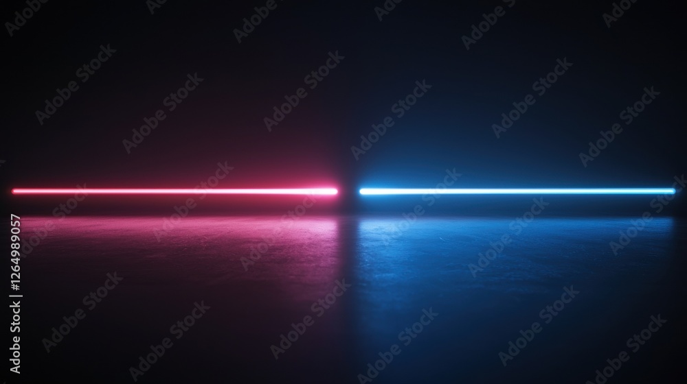 Poster digital art piece that appears to be a combination of two colors - red and blue. the red light is on