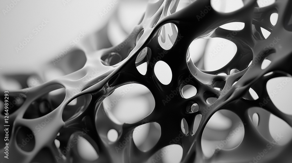 Aufkleber close-up of a black and white abstract sculpture. the sculpture appears to be made up of multiple ci