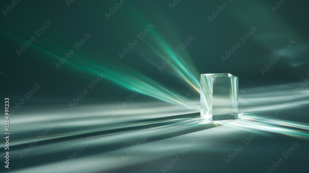 Poster digital art piece that appears to be a 3d rendering of a crystal cube on a dark background.