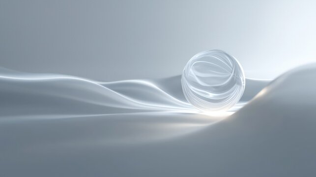 Abstract digital art piece with a light blue background. in the center of the image, there is a sphere that appears to be floating in the air.