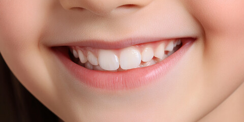 Fototapeta premium Close-up of Child's Smile with Healthy Teeth and Lips