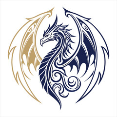 Naklejka premium Flying Battle Dragon Icon