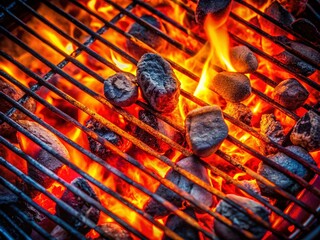Macro Photography: Glowing Embers in an Empty Charcoal Grill