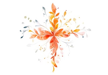 Obraz premium Vibrant Orange Floral Cross on White: A Watercolor Delight