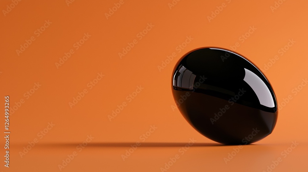 Poster 3d rendering of a black sphere on an orange background. the sphere is spherical in shape and appears