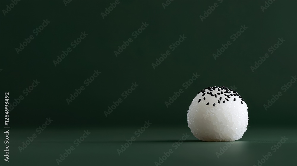 Poster 3d rendering of a white sphere with small black dots scattered across its surface. the sphere is pla