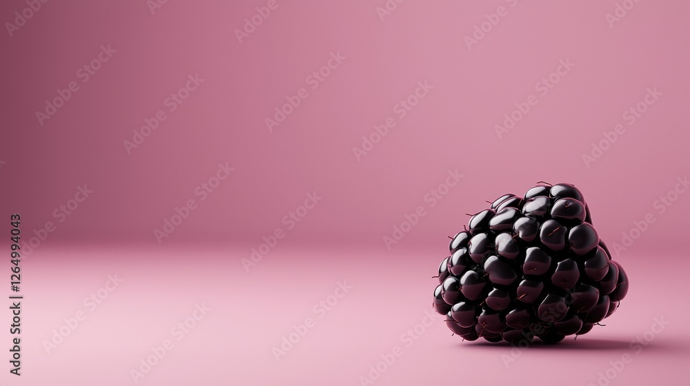 Poster 3d rendering of a blackberry on a pink background. the blackberry is in the center of the image and 