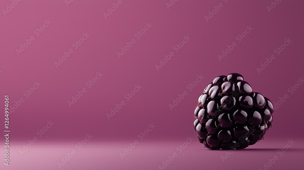 Poster 3d rendering of a blackberry on a pink background. the blackberry is in the center of the image and 