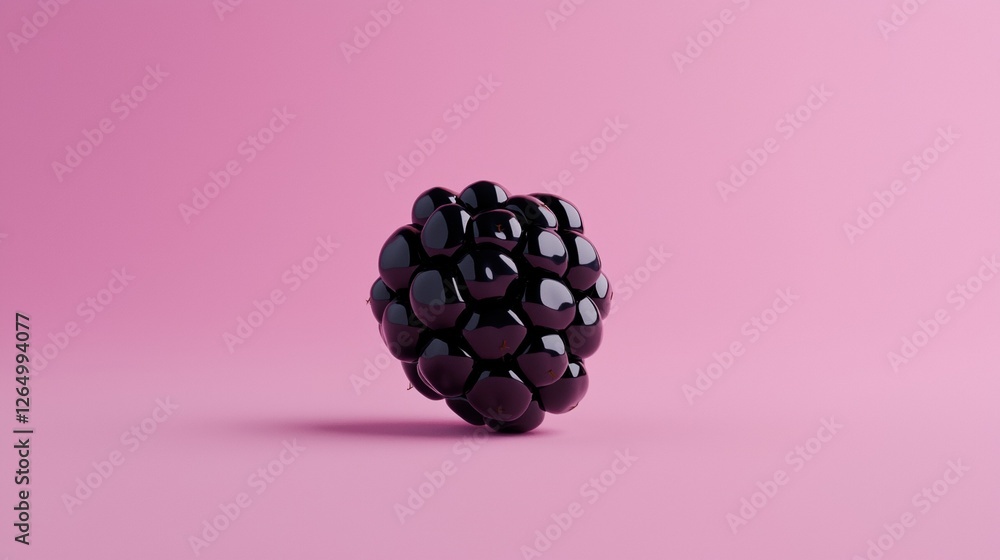 Fototapete 3d rendering of a blackberry on a pink background. the blackberry is in the center of the image and 