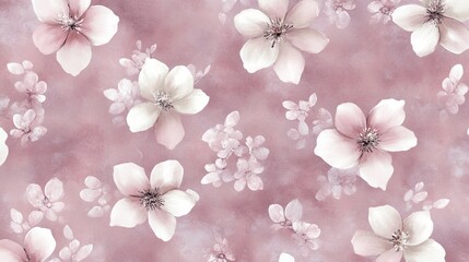 Fototapeta premium Blush Floral Watercolor Background. Delicate Blooms, Light and Airy Design, Pastel Color Palette