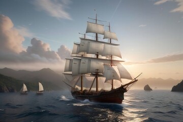 Obraz premium Ship in sea