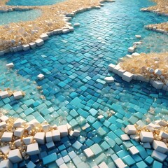 Design Hintergrund Grafik im Mosaik-Stil - Meerblau