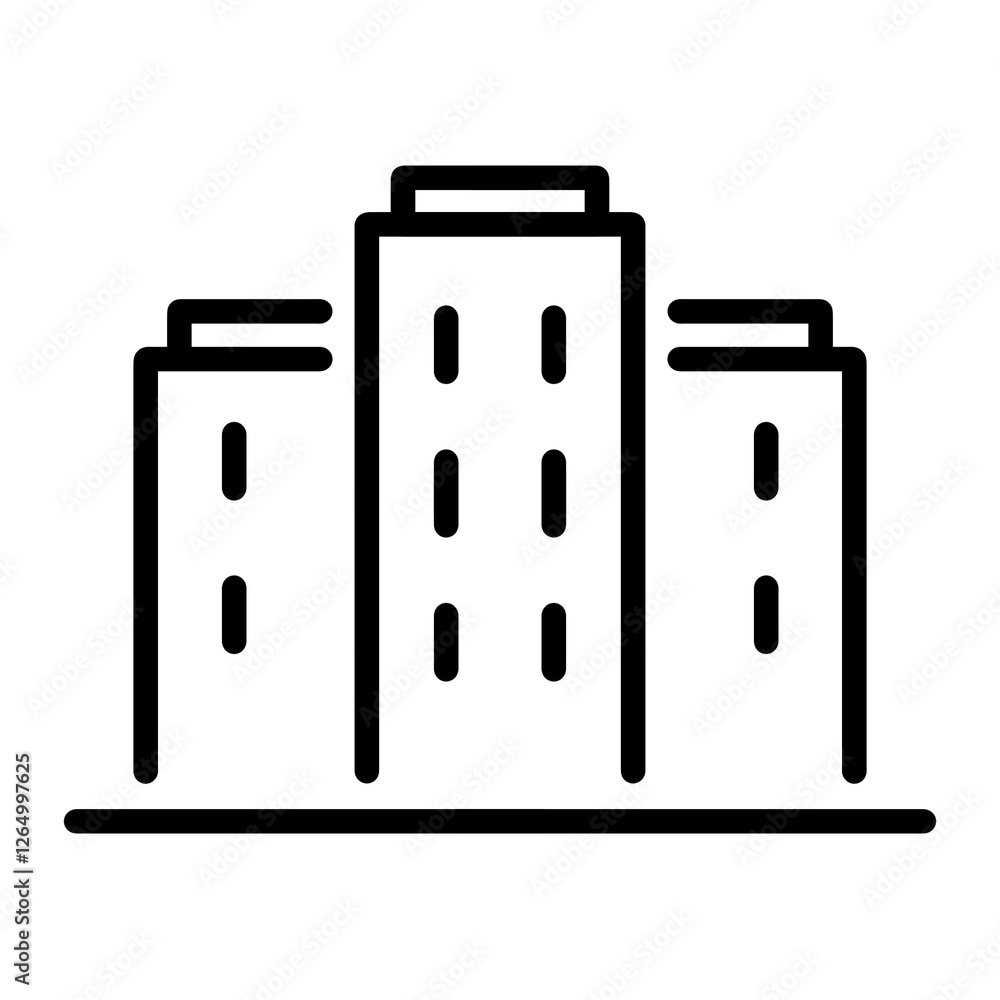 Poster skyscraper building line icon with simple and modern design