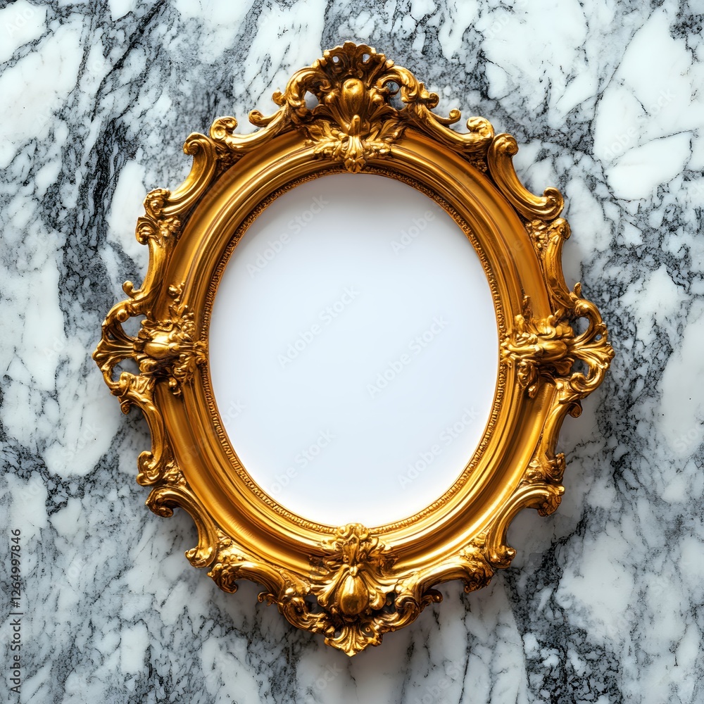 Aufkleber elegant golden frame on marble background perfect for mockups and design projects with blank space
