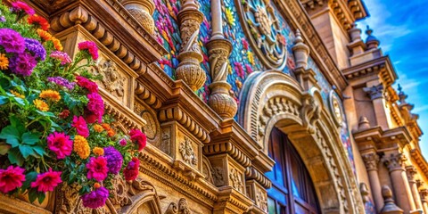 Macro View of Zaragoza, Spain: Architectural Detail & Flora