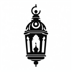 Islamic festival decorative lanterns lamp black silhouette on white background