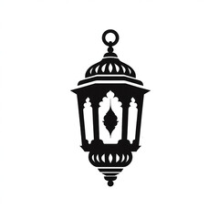 Vintage street lamp lanterns black silhouette on white background