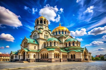 Fototapeta premium Majestic Alexander Nevsky Cathedral & Sofia Square, Bulgaria - Panoramic High-Resolution Stock Photo