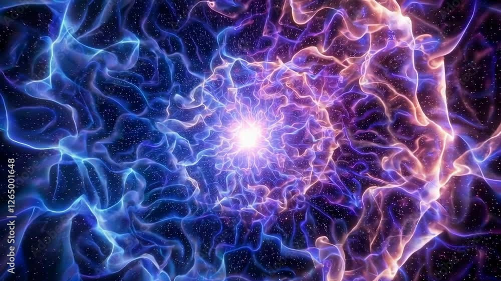 Poster radiant cosmic energy surging through vast universe, generating mesmerizing luminescent spectacle of