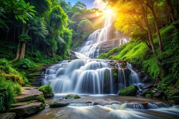 Mae Surin Waterfall 1 Bokeh, Stunning Landscape, Waterfall Photography, Nature, Thailand