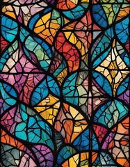 Abstract Colorful Stained Glass Window Design