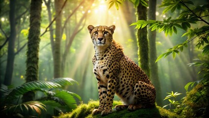 Majestic Cheetah Resting in Forest Shadows - Wildlife Photography